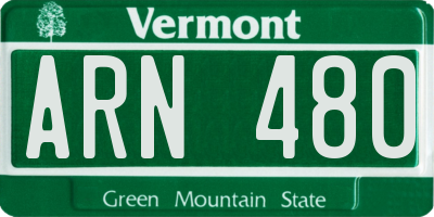 VT license plate ARN480