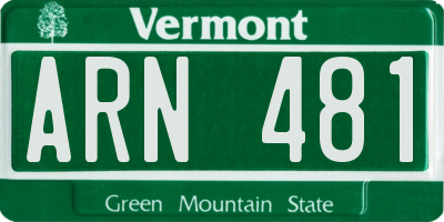 VT license plate ARN481