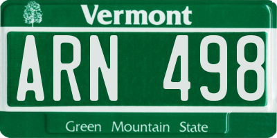 VT license plate ARN498