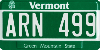 VT license plate ARN499