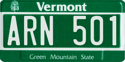 VT license plate ARN501