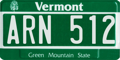 VT license plate ARN512
