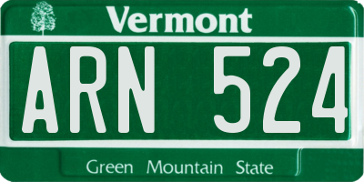 VT license plate ARN524