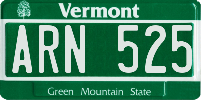 VT license plate ARN525