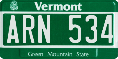 VT license plate ARN534