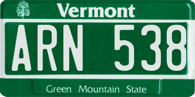 VT license plate ARN538