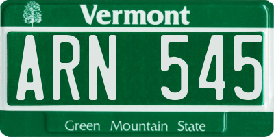 VT license plate ARN545