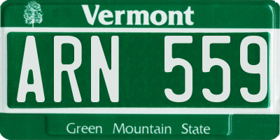 VT license plate ARN559