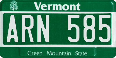 VT license plate ARN585