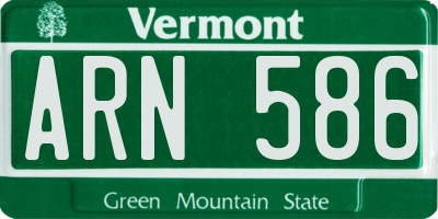 VT license plate ARN586