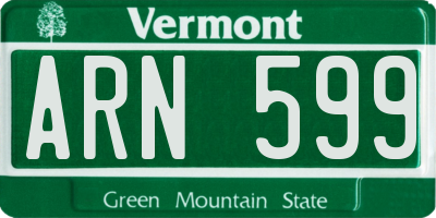 VT license plate ARN599