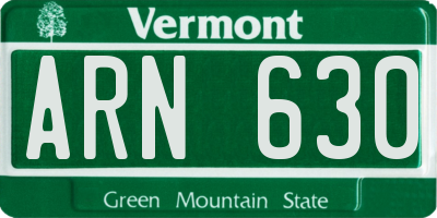 VT license plate ARN630