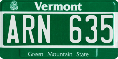 VT license plate ARN635