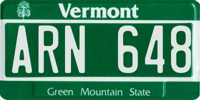 VT license plate ARN648