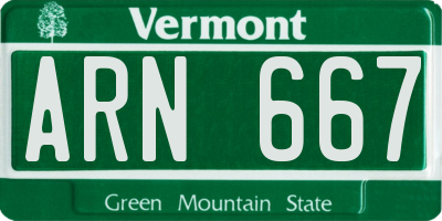 VT license plate ARN667