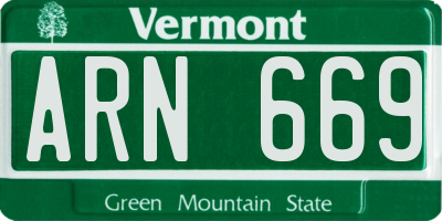 VT license plate ARN669
