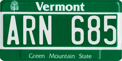 VT license plate ARN685