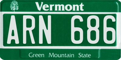 VT license plate ARN686