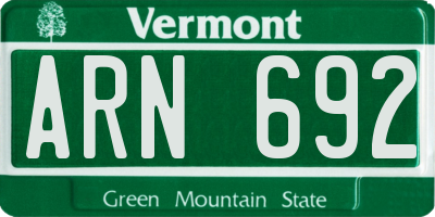 VT license plate ARN692