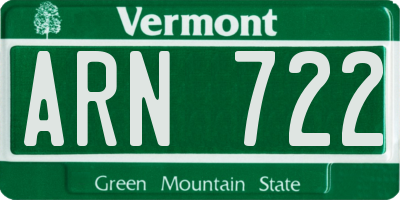 VT license plate ARN722