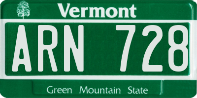 VT license plate ARN728