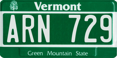 VT license plate ARN729