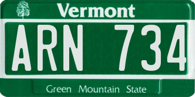 VT license plate ARN734