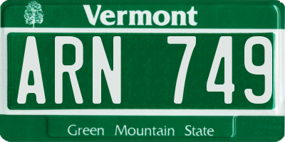 VT license plate ARN749