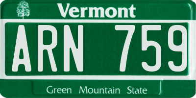 VT license plate ARN759
