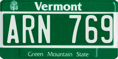 VT license plate ARN769