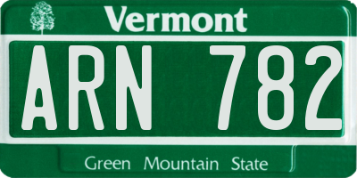 VT license plate ARN782