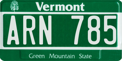 VT license plate ARN785
