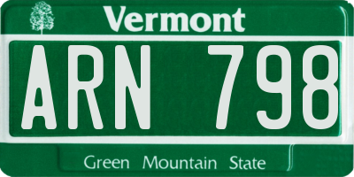 VT license plate ARN798
