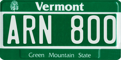 VT license plate ARN800