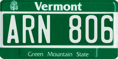 VT license plate ARN806