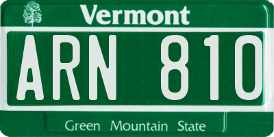 VT license plate ARN810