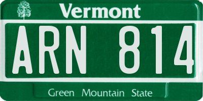 VT license plate ARN814