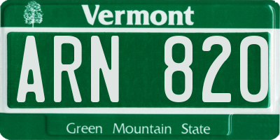 VT license plate ARN820