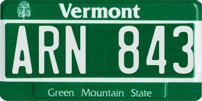 VT license plate ARN843