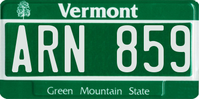 VT license plate ARN859