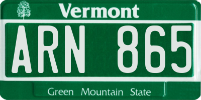 VT license plate ARN865