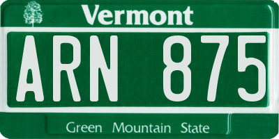 VT license plate ARN875