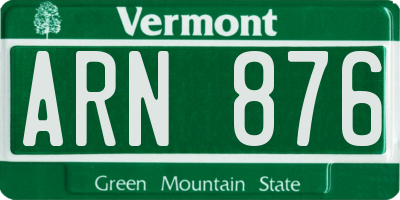 VT license plate ARN876