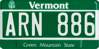 VT license plate ARN886