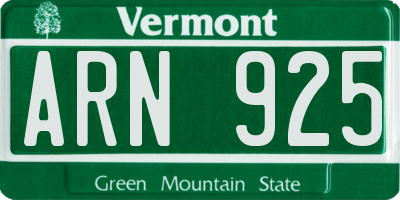 VT license plate ARN925