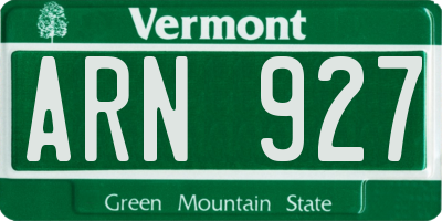 VT license plate ARN927