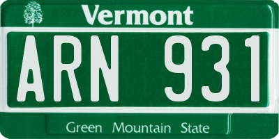 VT license plate ARN931