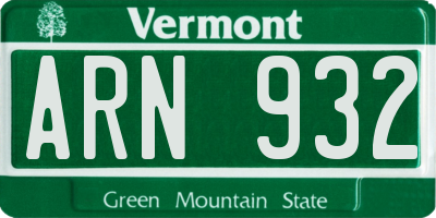 VT license plate ARN932