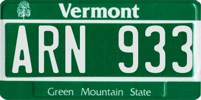 VT license plate ARN933