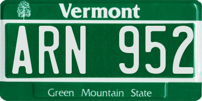 VT license plate ARN952